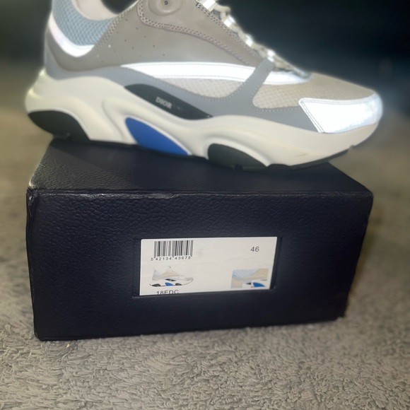 Dior B22 sneaker. White and Blue Technical Mesh and Gray Calfskin - Picture 3 of 5